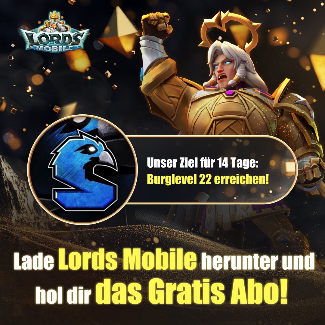 WERBUNG | Ladet euch <a href="/LordsMobile/">Lords Mobile</a> über meinen Link herunter, tretet meiner Gilde bei und gewinnt Subgifts.
👉  ins.click/LordsMobileSol…

Falls ihr vorbeischauen wollt, hier sind die Koordinaten meiner Burg:  K:1735 [x17y37]

#LordsMobile startet heute um 17 Uhr