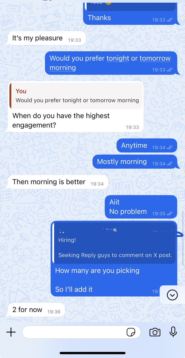 Hiring!

Seeking 2 Reply guys to comment on X posts.

Requirement: 50 followers minimum.

Pay: 50$ weekly 

That’s 1 $SOL per month.

Entry rules:
You must be following <a href="/tobilolasam/">Degen Zeus</a> and <a href="/Senpai_o1/">Senpai</a> 

Retweet and tag two friends 

Then comment interested.

⚠️Please don’t dm me