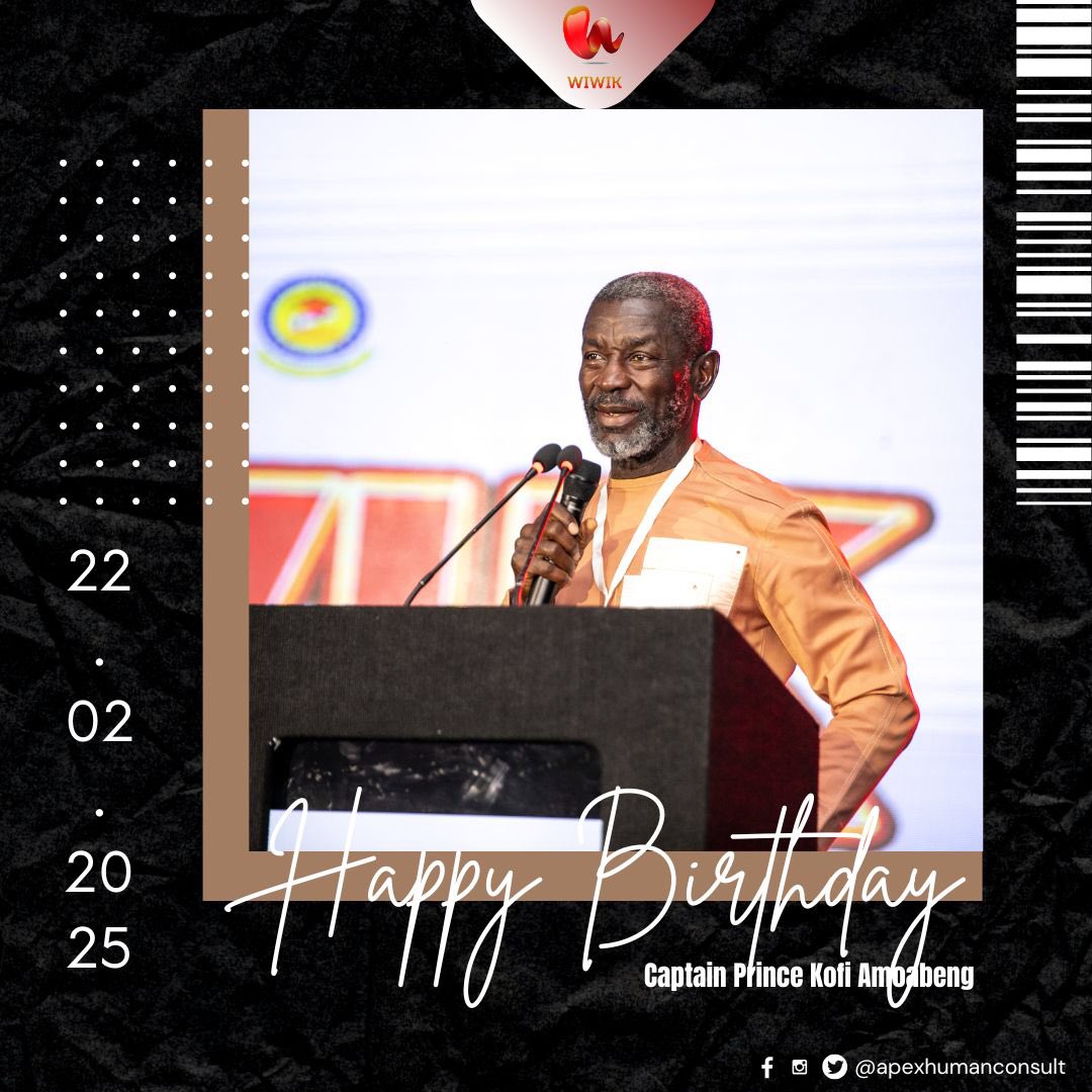 apexhconsult's tweet photo. We join well wishers in celebrating Capt. @PrinceKAmoabeng on the occasion of his 73rd birthday celebration.
Thank you for using our platform (#WIWIK) on several occasions to inspire, educate and advice young people.
Cheers 🥂 from the Apex Team.
#HeroesofImpact
#RoadtoWIWIK@10 https://t.co/Cb3BI8QL04