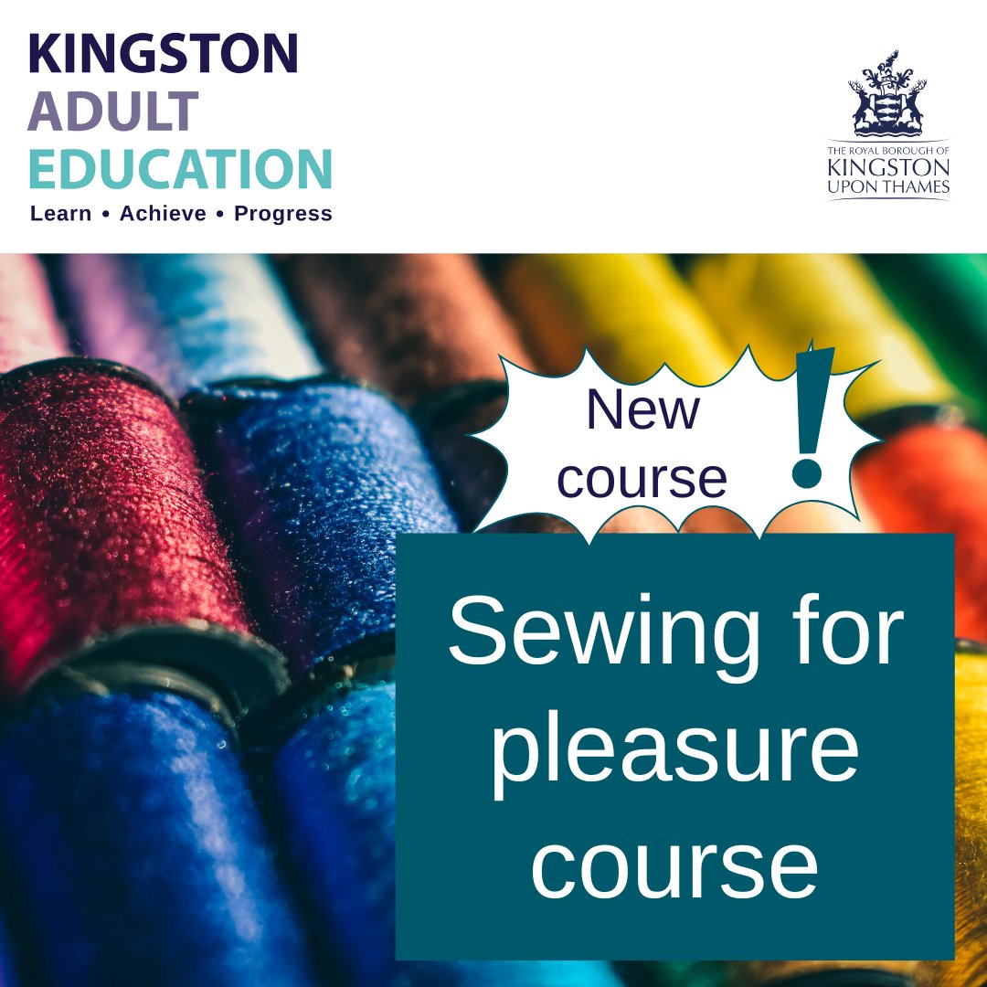 Sew much fun! On our 10-week sewing course, you'll learn to:
- Use a sewing machine
- Create different seams
- Sew various shapes
- Add structure &amp; support
- Insert zips
- Make buttonholes &amp; pockets
Tues from 12:30 to 14:30 in Surbiton. Starts 29/4.
Info: bit.ly/KAE-CraftAndDe…