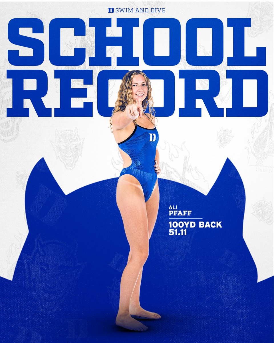 She does it again… x4 👑🤩

Ali Pfaff broke HER OWN school record for the FOURTH time this season in the 100yd back prelims yesterday with a time of 51.11!!!! 

#GoDuke