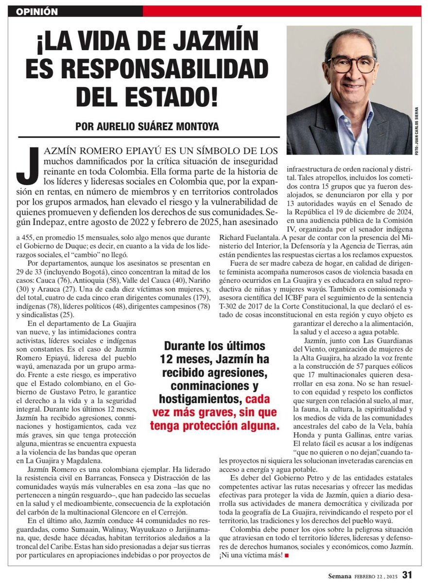Exijo al gobierno  de <a href="/petrogustavo/">Gustavo Petro</a> , que proteja y garantice mi vida ya que he sido objeto de amenaza  y hostigamientos , solo por que soy vehemente en la defensa del territorio , derechos de las mujeres y ambientales.