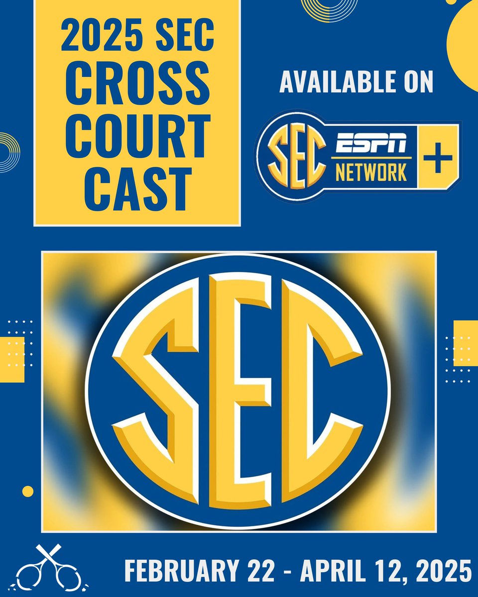 Cracked Racquets ® (@crackedracquets) on Twitter photo Our team at CR is excited to be teaming up with the <a href="/SEC/">Southeastern Conference</a> for the fourth straight year!
We will be providing our <a href="/CrossCourt_Cast/">CrossCourt Cast</a> coverage all conference season long starting today through Sunday, April 13 on SEC Network Plus on the ESPN app.
Cracked Racquets x #SECTennis Our team at CR is excited to be teaming up with the <a href="/SEC/">Southeastern Conference</a> for the fourth straight year!
We will be providing our <a href="/CrossCourt_Cast/">CrossCourt Cast</a> coverage all conference season long starting today through Sunday, April 13 on SEC Network Plus on the ESPN app.
Cracked Racquets x #SECTennis