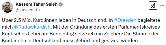Facharbeiter3's tweet photo. Zuerst Flüchtlingskind aus #Plauen und Brückenbauer in #Dresden aber jetzt Lobbyist von 2,5 Mio. Kurden in Deutschland. K.T. Saleh ließ schnell die Masken fallen. 
Die Grünen unterstützen ihn auch nicht mehr, seit er sich auf Platz 2 der Kandidatenliste geputscht hat. #Sachsen https://t.co/onfAnx7NYr