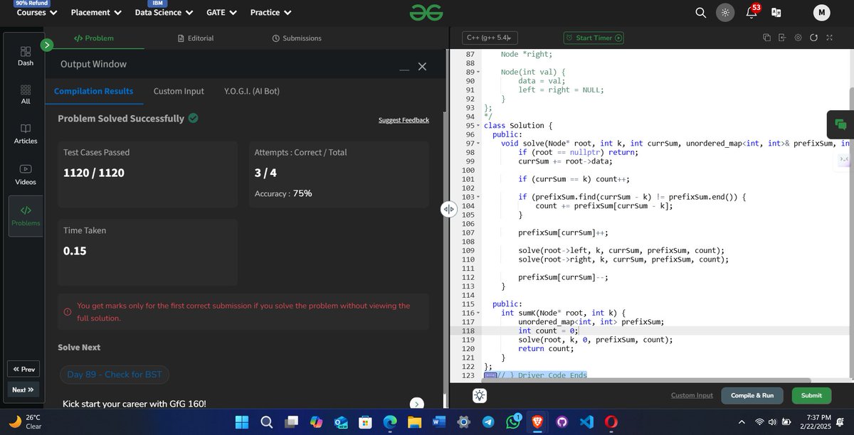 itz_manuv's tweet image. Day 88 of the #GFG160 Challenge is here! Continuing my exciting journey of 160 days dedicated to sharpening problem-solving skills and tackling challenges on GeeksforGeeks💻📷
@geeksforgeeks
gfgcdn.com/tu/TV3 #gfg160 #geekstreak2024 #codinglife