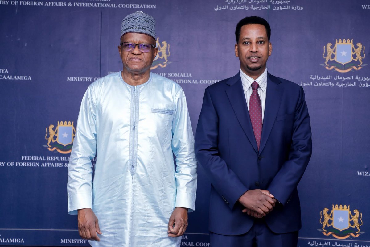 isackfanax's tweet photo. I received a joint delegation from the AU &amp; the UN in my office at the Ministry Today. This visit is part of the preparations for the Independent Strategic Review (ISR) of the United Nations Support Office in Somalia (UNSOS), as mandated by UNSC Resolution 2767 (2024). Somalia. https://t.co/bEcxf2Nz23