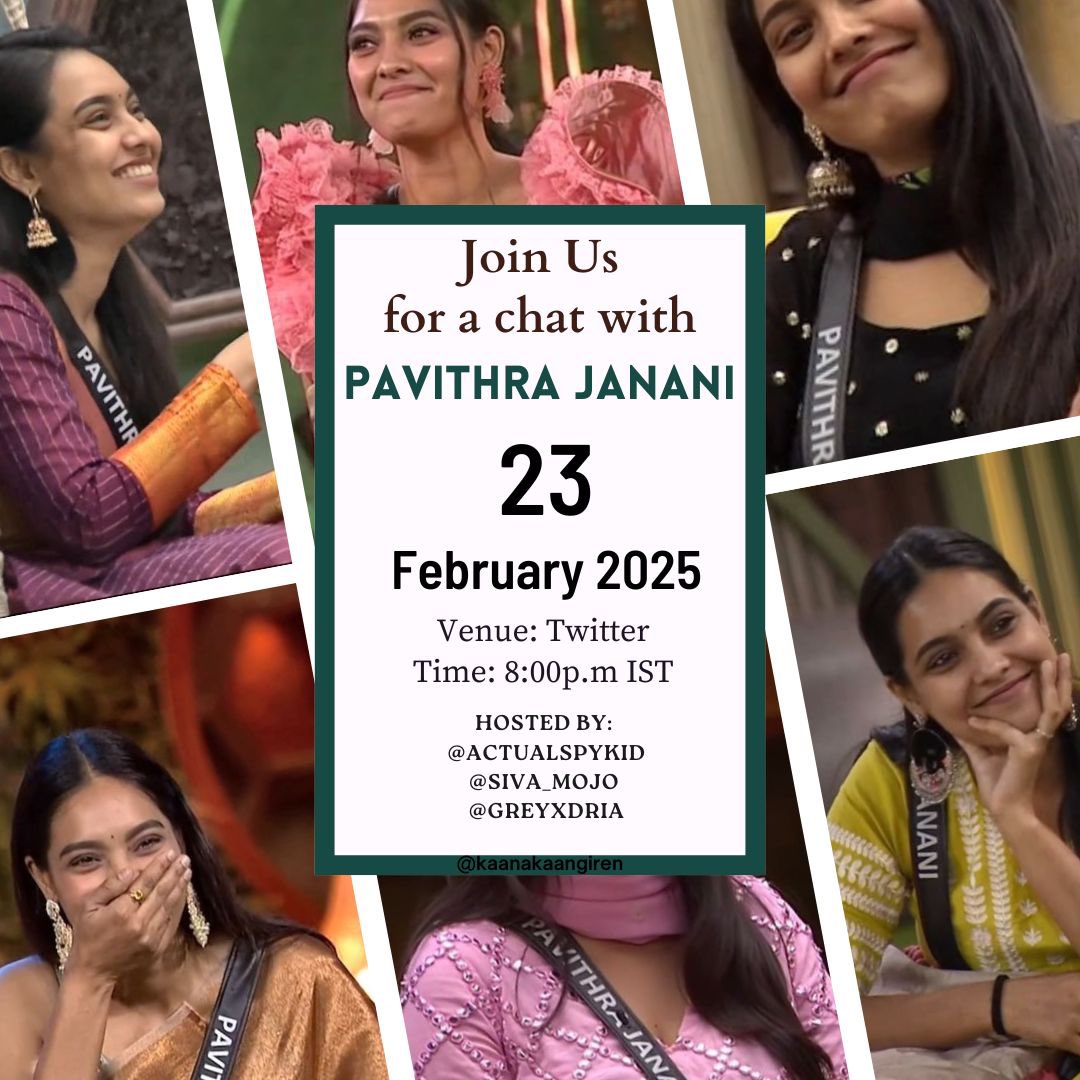 greyxdria's tweet photo. She’s coming once again to spend time with us everyone 🥹🤍

Join us &amp; ask all your questions to @Pavithrajaanani tomorrow 🔥

Everyone from every fandom is invited 🫶🏼

Hosted by @actualspykid , @siva_mojo &amp; myself 😎 https://t.co/Y614bxjKwH