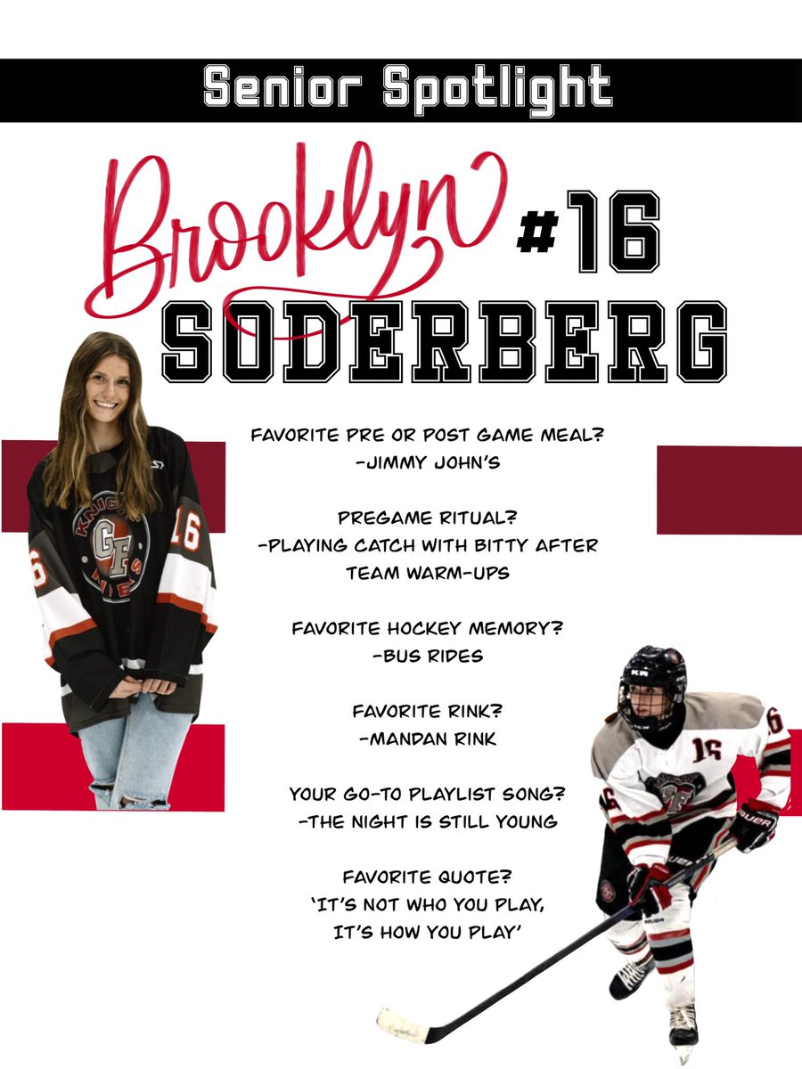 Knightriderhcky's tweet image. 🚨GAMEDAY🚨

The final game of the regular season is here. The Knightriders take on Minot in the MAYSA Pepsi Arena with a 2pm puck drop.

Here’s our second half of senior spotlights this weekend. Thank you, seniors! 🙌 Cherish every last moment.