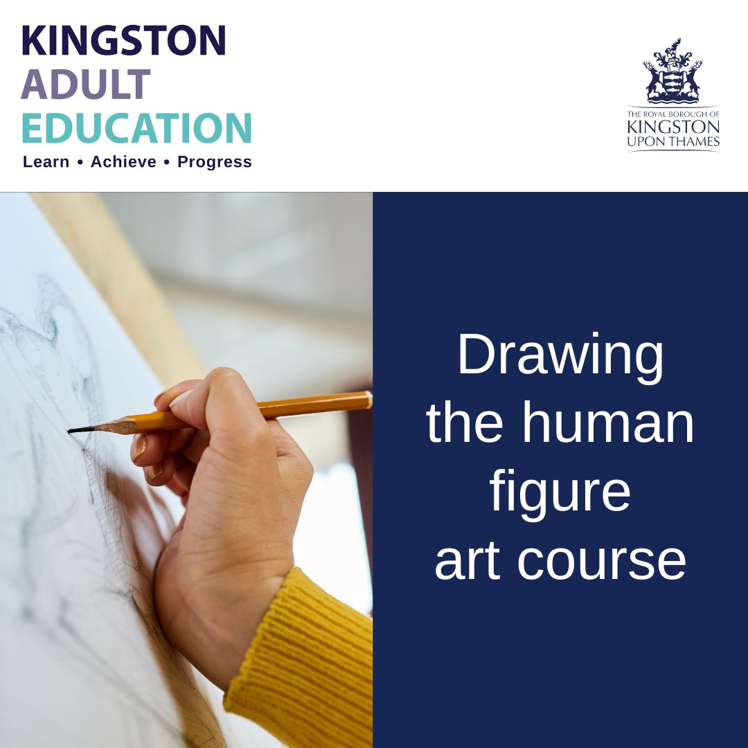 Using life models, develop your skills in drawing the human form. Over 11 weeks, gain a deeper understanding of the human figure &amp; the confidence to draw it accurately &amp; expressively. Next course starts 2/5/25. Fridays from 10:00-12:30 in Surbiton. Info: bit.ly/KAE-Art
