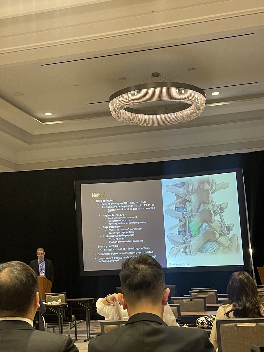 Mayo Spine Lab (@mayospine) on Twitter photo <a href="/ZachAPennington/">Zach Pennington, MD</a> presenting on predictors of maximizing lordosis in patients undergoing 1/2 level TLIF. Cage placement matters for maximizing what you get out of the cage! <a href="/ZachAPennington/">Zach Pennington, MD</a> presenting on predictors of maximizing lordosis in patients undergoing 1/2 level TLIF. Cage placement matters for maximizing what you get out of the cage!