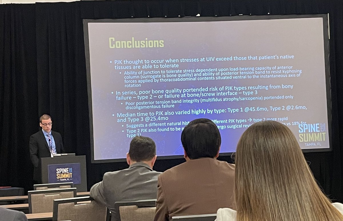 Mayo Spine Lab (@mayospine) on Twitter photo <a href="/ZachAPennington/">Zach Pennington, MD</a> presenting on the relative impact of paraspinal muscle mass/sarcopenia and underlying bone quality for pjk risk in patients undergoing fusion to the thoracolumbar junction. Sarcopenia and bone quality influence risk and failure mode <a href="/ZachAPennington/">Zach Pennington, MD</a> presenting on the relative impact of paraspinal muscle mass/sarcopenia and underlying bone quality for pjk risk in patients undergoing fusion to the thoracolumbar junction. Sarcopenia and bone quality influence risk and failure mode