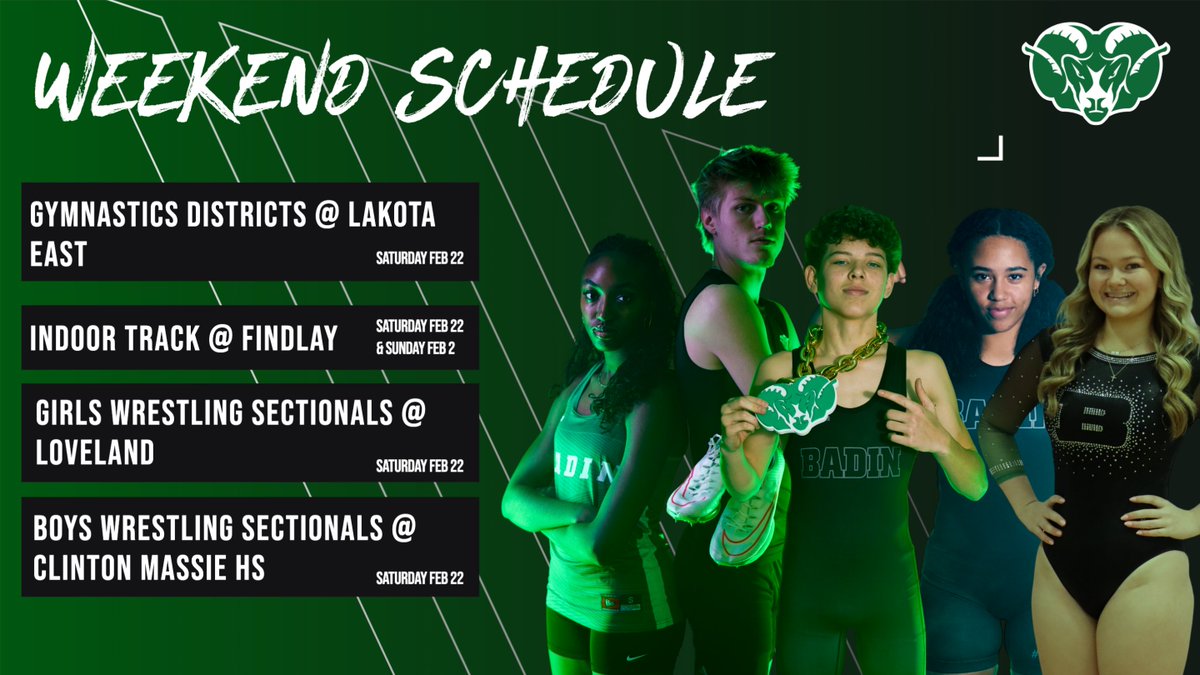 Stephen T. Badin High School Athletics (@ramssports) on Twitter photo IT IS A GREAT DAY TO BE A RAM!
<a href="/girlsbadinbbal/">Badin Girls Basketball</a> District Finals
<a href="/BadinCheer/">Badin Cheer</a> at State
Gymnastics at Districts
Wrestling at Sectionals
Indoor Track last Regular Season Meet
#HarkYe π IT IS A GREAT DAY TO BE A RAM!
<a href="/girlsbadinbbal/">Badin Girls Basketball</a> District Finals
<a href="/BadinCheer/">Badin Cheer</a> at State
Gymnastics at Districts
Wrestling at Sectionals
Indoor Track last Regular Season Meet
#HarkYe π