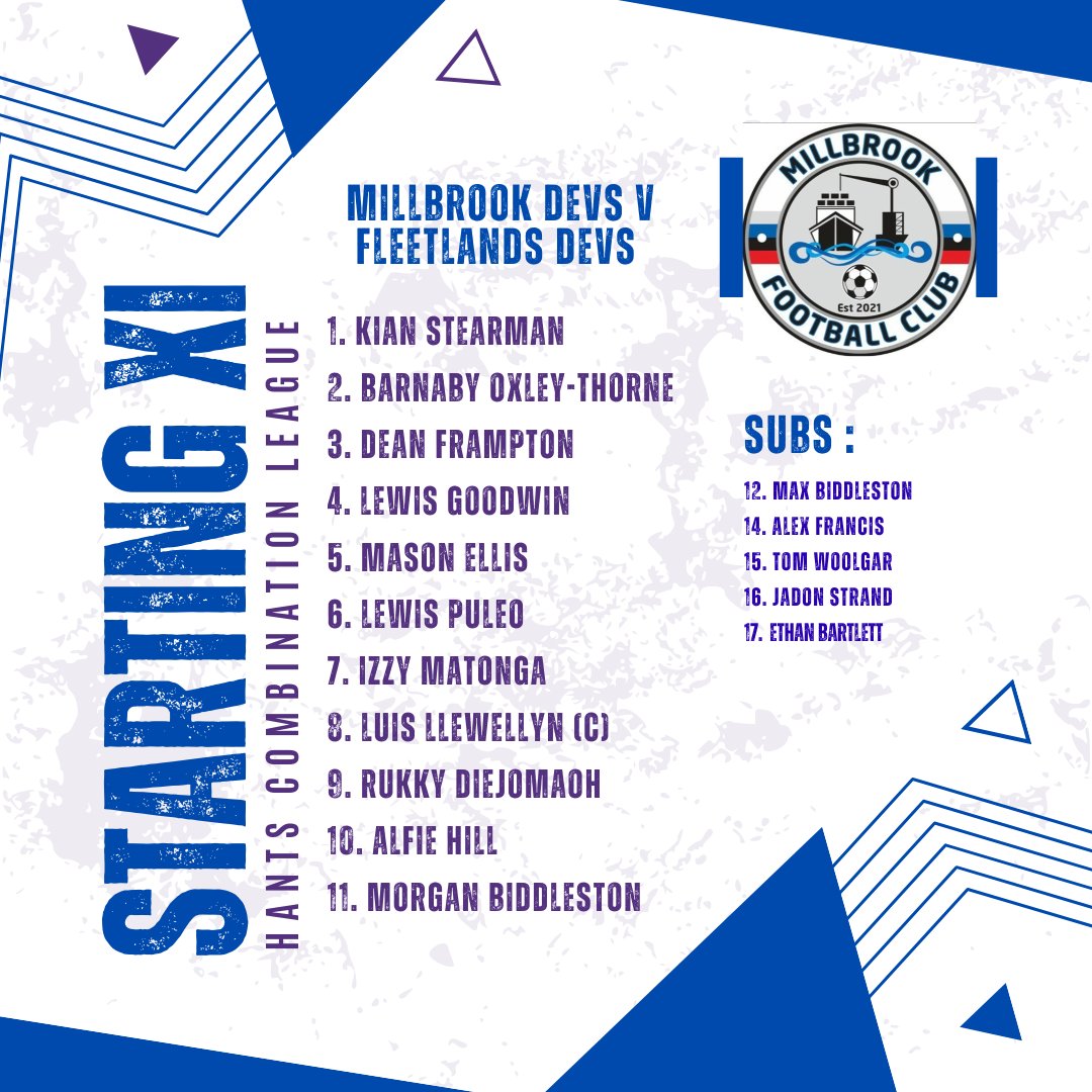 Millbrookfc_Dev's tweet photo. Today's line up vs @fleetlandsresfc https://t.co/zCYuxWJIRu