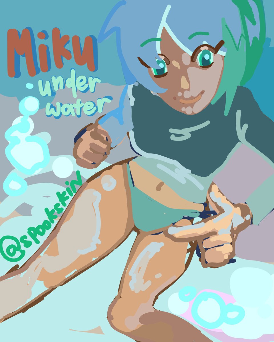 #miku 30min sketch
Got sunburnt at the water park recently so I felt an urge for miku to be under the water. Looking for #artmoots !