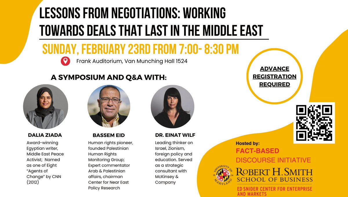 Dalia Ziada - داليا زيادة (@daliaziada) on Twitter photo Tomorrow, at the University of Maryland, I (an Egyptian scholar) will speak with the great Israeli author <a href="/EinatWilf/">Dr. Einat Wilf</a> and the great Palestinian human rights activist <a href="/realbassemeid/">Bassem Eid</a> about our very own region, the Middle East.
Yet, the notorious Students for Justice in Palestine Tomorrow, at the University of Maryland, I (an Egyptian scholar) will speak with the great Israeli author <a href="/EinatWilf/">Dr. Einat Wilf</a> and the great Palestinian human rights activist <a href="/realbassemeid/">Bassem Eid</a> about our very own region, the Middle East.
Yet, the notorious Students for Justice in Palestine