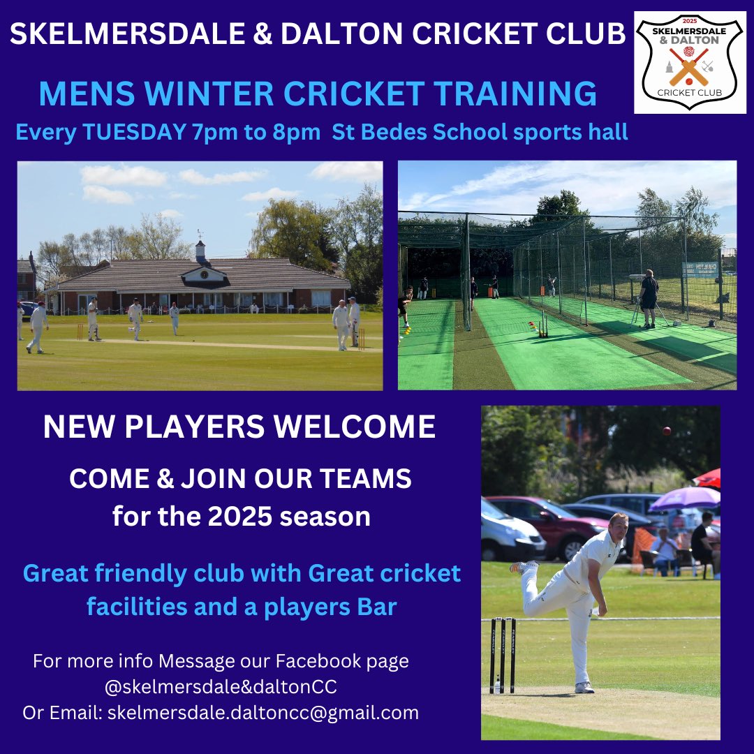 Skelmersdale & Dalton CC (@skelmersdalecc) on Twitter photo 🏏Men’s cricket training continues Tuesday 7pm to 8pm
🏏New players most welcome.
🏏Come & join us for 2025 season & play on our great facilities.
#skelmersdale
<a href="/lpoolcomp/">L&DCC</a>
<a href="/Activewestlancs/">Active West Lancs</a> <a href="/wlcs_uk/">West Lancashire Cricket Society</a>
<a href="/Westlancsbc/">West Lancashire Borough Council</a>
<a href="/Followers/">はうはう</a> 🏏Men’s cricket training continues Tuesday 7pm to 8pm
🏏New players most welcome.
🏏Come & join us for 2025 season & play on our great facilities.
#skelmersdale
<a href="/lpoolcomp/">L&DCC</a>
<a href="/Activewestlancs/">Active West Lancs</a> <a href="/wlcs_uk/">West Lancashire Cricket Society</a>
<a href="/Westlancsbc/">West Lancashire Borough Council</a>
<a href="/Followers/">はうはう</a>