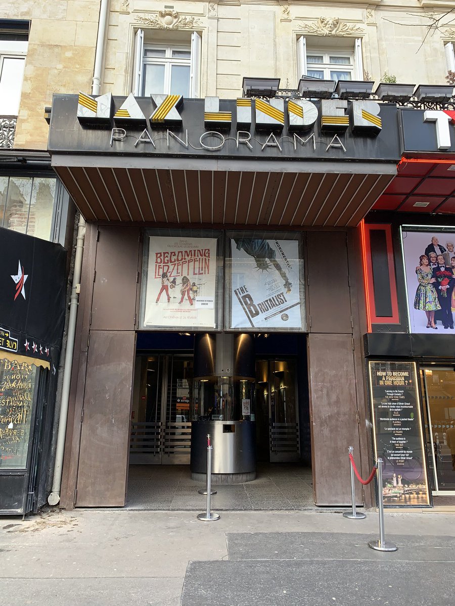 Aujourd'hui un seul film au programme, avec un format monumental (ce n'est pas tous les jours que ma séance de ciné dure presque 4 heures). « The Brutalist » au <a href="/maxlinderpano/">Max Linder Panorama</a> cela va être un grand moment de cinéma.