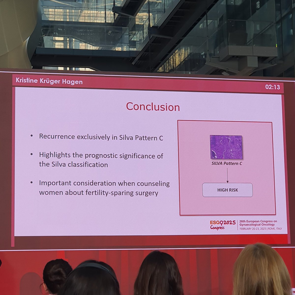 IYS @ Hall3

HPV-associated Adeno Carcinoma can be risk strastified with Silva Pattern as Pattern C have strong risk of recurrence.

<a href="/ESGO_society/">ESGO</a>
<a href="/ENYGO_official/">European Network of Young Gynae Oncologists</a>