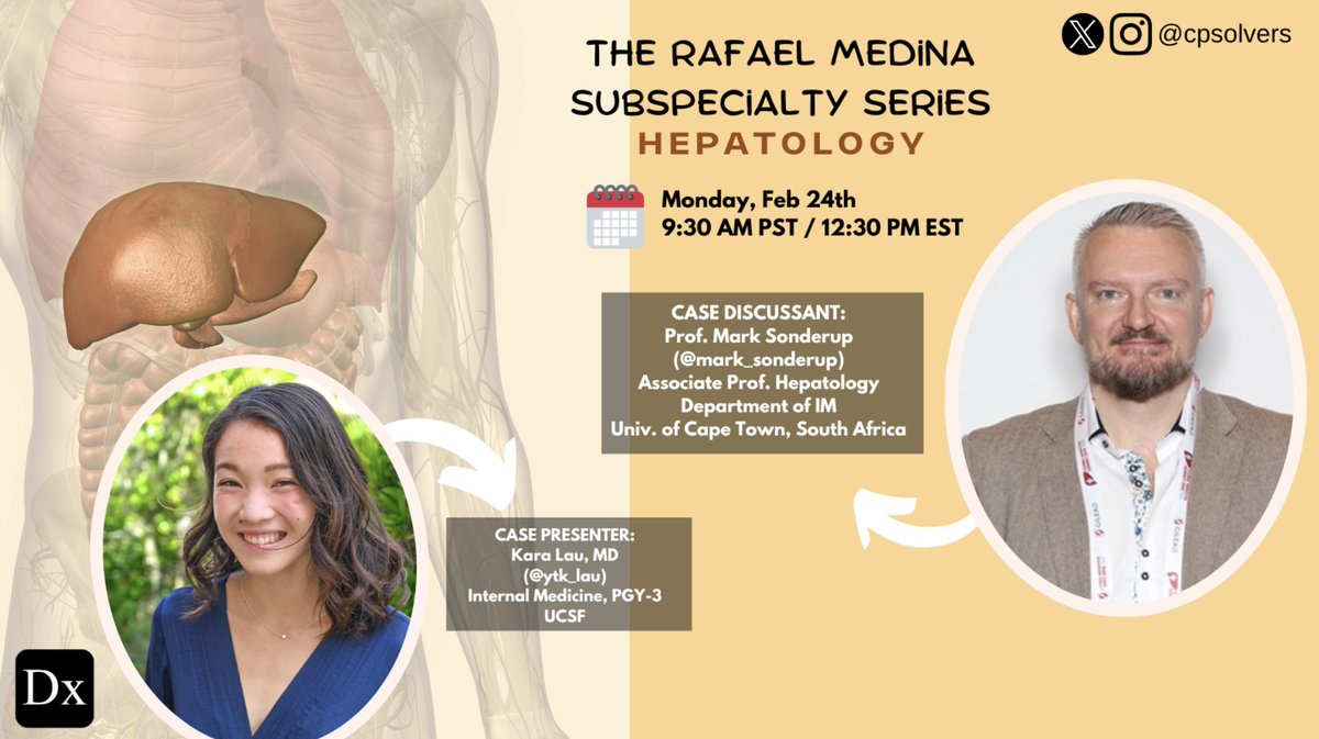 #MedTwitter - Join us for our Rafael Medina Subspecialty Series on Hepatology!

⭐️Monday, February 24th at 9:30AM PST/12:30 PM EST with <a href="/mark_sonderup/">Mark Sonderup</a> and <a href="/ytk_lau/">Kara Lau</a>!

You won't want to miss it! 🎧: bit.ly/31LWIKg