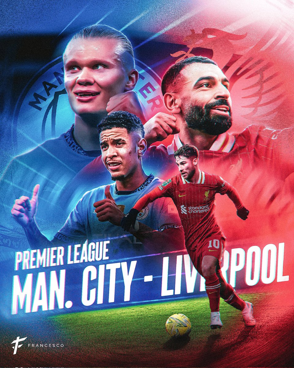 TheFrancesco12's tweet photo. Clash of Titans at Etihad โ๏ธ๐๏ธ
#ManchesterCity #LiverpoolFC #PremierLeague #ManCity #LFC #Haaland #Savinho #Salah #MacAllister #Football #Soccer #EPL #PLMatchday #SportsDesign #PhotoManipulation #Photoshop #FootballDesign #GraphicDesign #FlyerDesignRepost #smsport https://t.co/r4VNNwWOQX