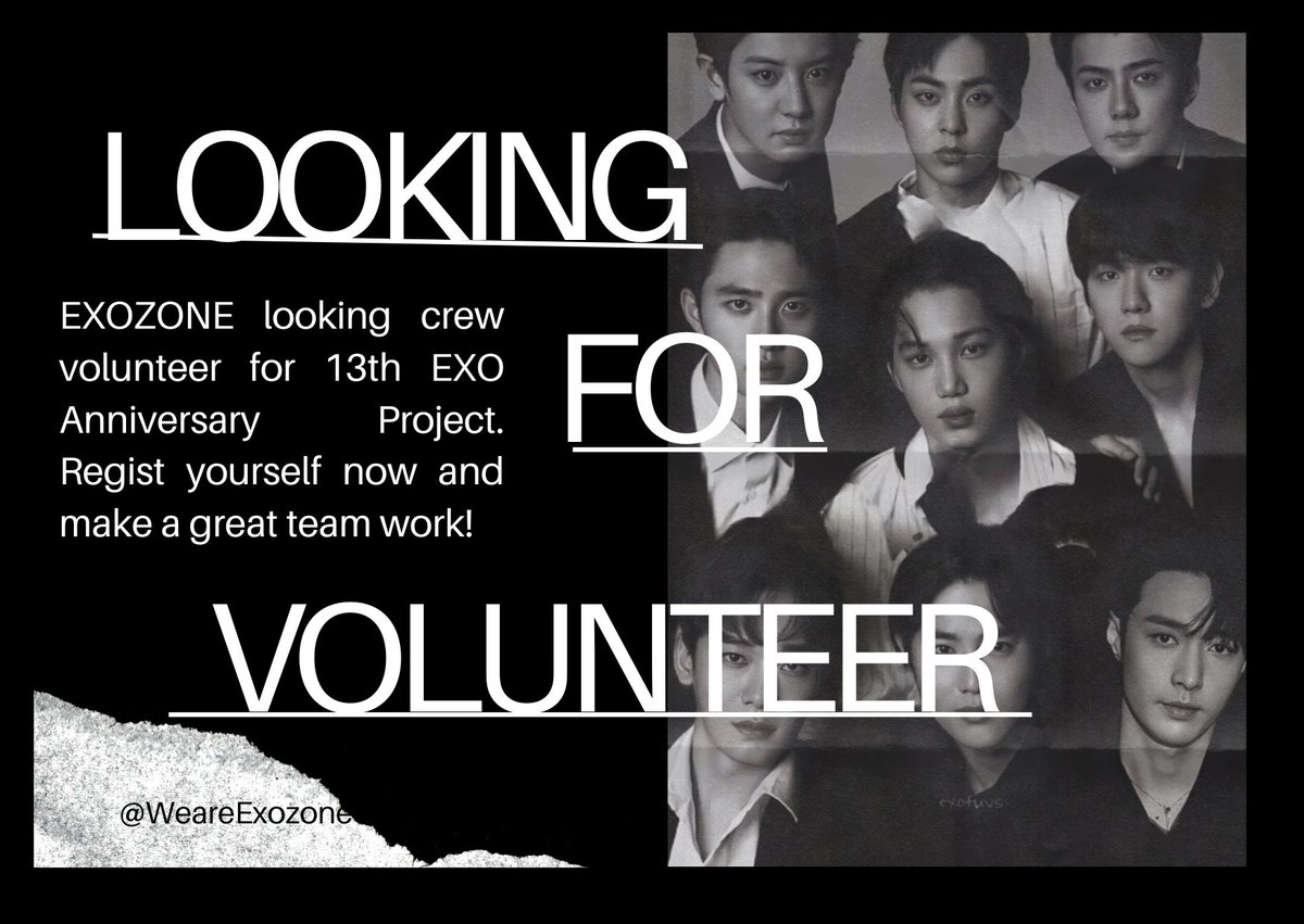 Greeting everyone! We, EXOZONE, are looking for volunteers to join our upcoming project for EXO 13th Anniversary this April. Please check ALT for the criteria. If you’re interested, sign up here: tinyurl.com/Exozcrew. We're also looking more SQ/OA to be friend with.
