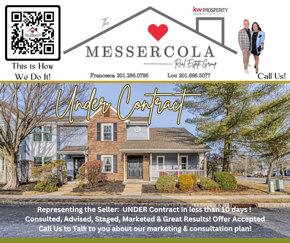 FrancescaSells's tweet photo. UNDER CONTRACT!  1 Washington Ct, E. Windsor, NJ – Grateful to have helped another seller go under contract! Our processes, systems, and dedication remain the same—proven methods that get results for our clients hashtag#sellingnj #teammessercola
Thinking of selling? 201-286-0796 https://t.co/Dwl7bqYYwy