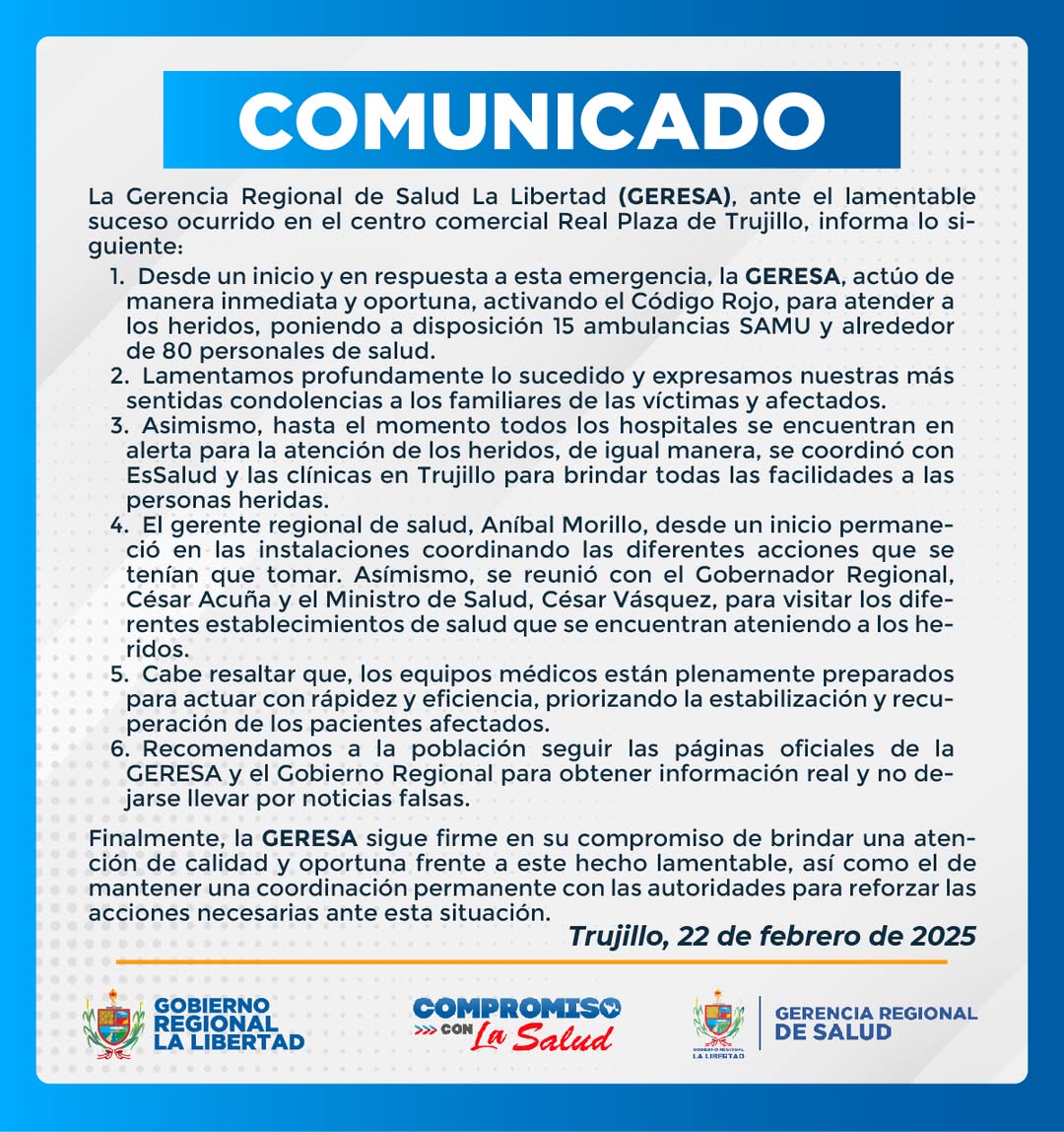 #Comunicado #Emergencia #Trujillo #RealPlaza