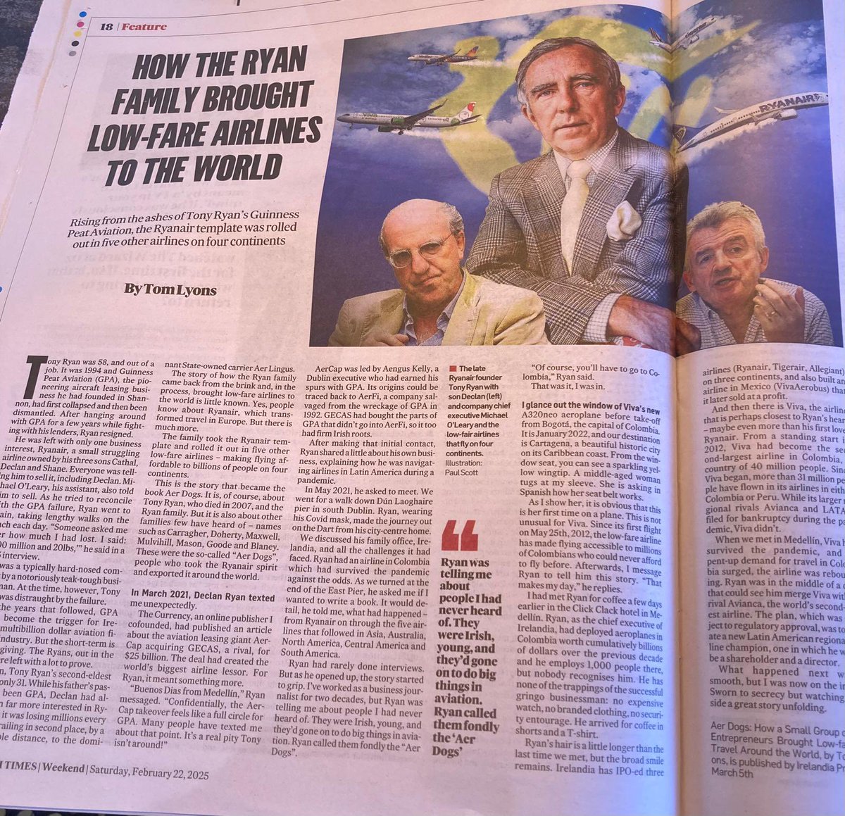 Great feature in today’s Irish Times by Tom Lyons on the Ryanair story as told in the recently published Aer Dogs. We are delighted to host a launch of Aer Dogs on Sunday, 9th March, in Books at One Letterfrack, and look forward to welcoming Declan Ryan 📚 ✍️