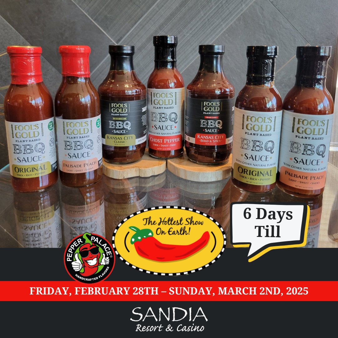 There are just 6 days left until you can taste over 200 exhibitors' fiery, flavorful products at the 2025 National Fiery Foods &amp; BBQ Show presented by Pepper Palace. 🔥

👋 Get your tickets today: fieryfoodsshow.com/general-public/