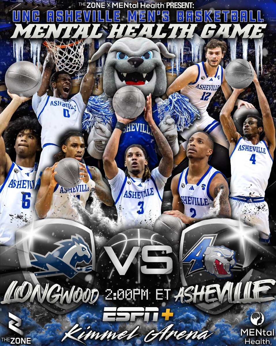 IT’S GAMEDAY. | @itsthezone | #1Love

@uncavlbulldogs X @longwoodlancers

2pm ET | Kimmel Arena | LIVE on ESPN+

📍UNC Asheville | #MENtalHealth | 🖤