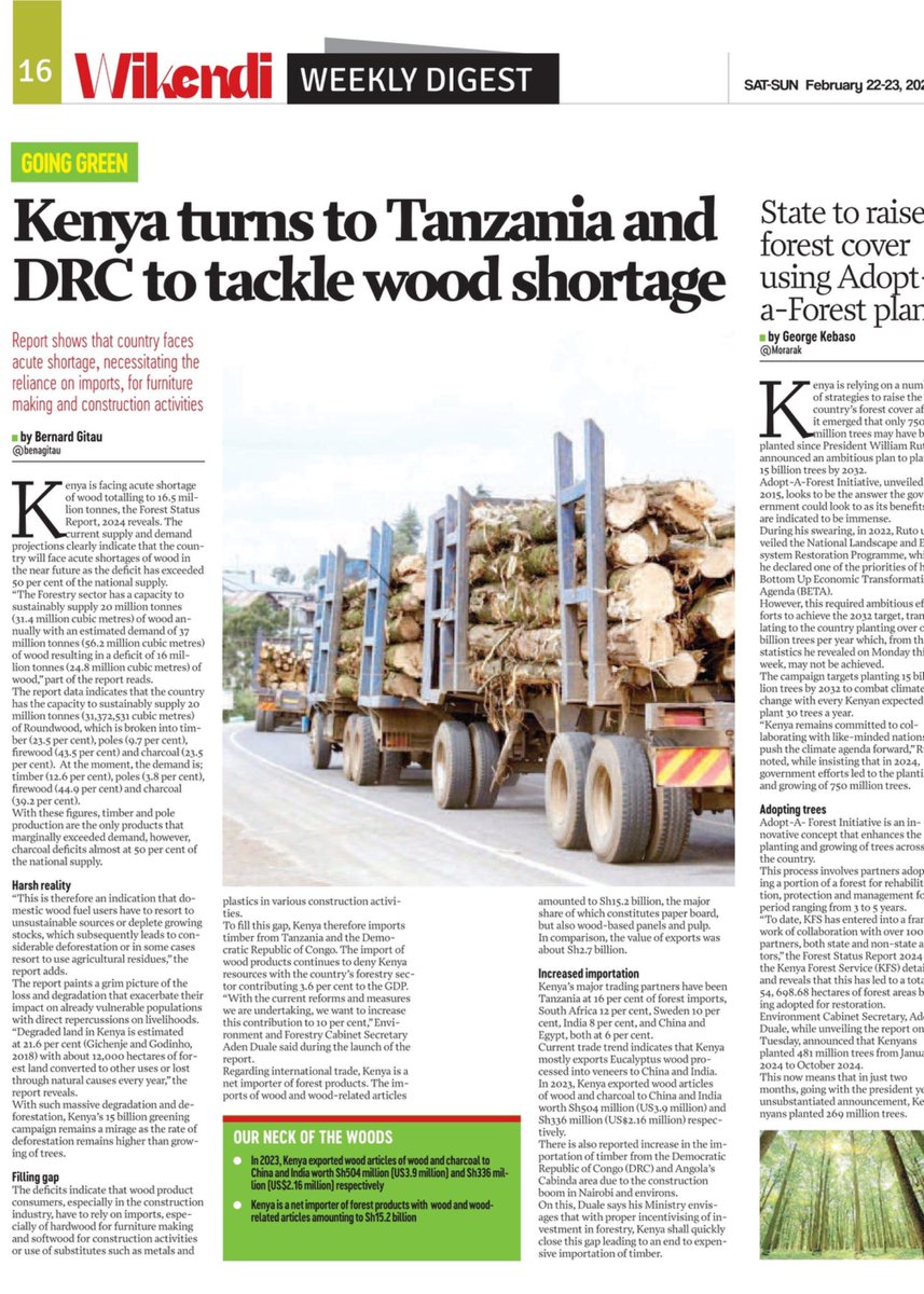 Kenya is facing acute shortage of wood products.