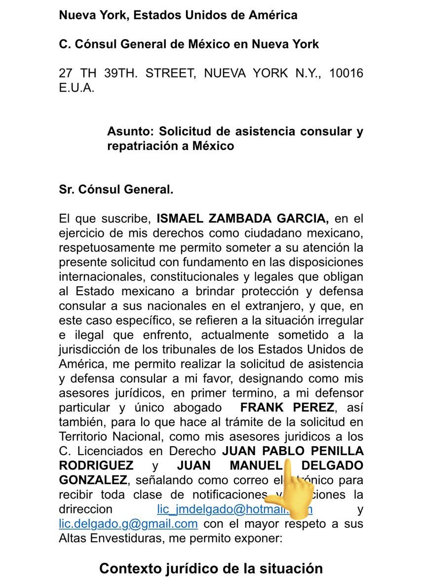 JTrianaT's tweet image. El abogado del "Mayo" Zambada que entregó en el Consulado de México en NY la solicitud para que su cliente regrese al país, es muy cercano a MORENA. Apoyó a Sheinbaum en campaña y colaboró en el gobierno de Américo Villarreal en Tamaulipas. 

Y dicen que no son un NARCOGOBIERNO.