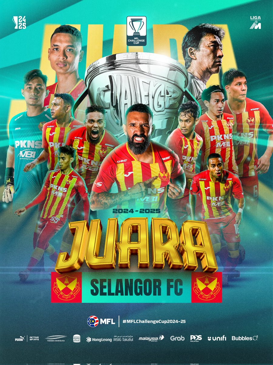 MFL_MY's tweet image. 🏆 JUARA MFL CHALLENGE CUP 2024-2025 🏆

Tahniah diucapkan kepada pasukan Selangor FC 🎉

#MFLChallengeCup2024-25 #DemiLigaKita #LigaMalaysia