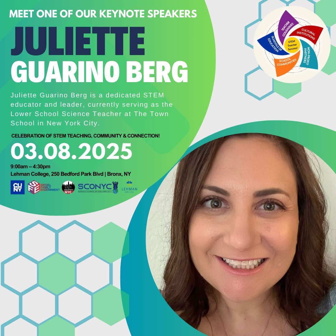 I’m looking forward to seeing you at our “Celebration of STEM Teaching, Community, and Connection” on March 8th at Lehman College! Learn more and R.S.V.P. here: stemteachersnyc.org/cuny-stnyc-sco… #STEMed #SciEd #K12 #NYC #ProfessionalDevelopment #EdChat