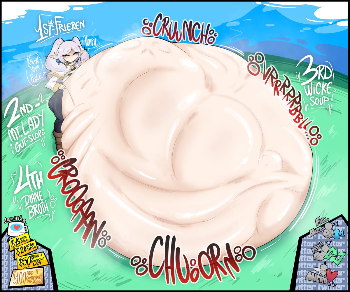 ‼️𝙏𝙝𝙚 𝙁𝙧𝙞𝙚𝙧𝙚𝙣 𝙑𝙤𝙧𝙚 𝘿𝙧𝙞𝙫𝙚 𝙞𝙨 𝙡𝙞𝙫𝙚‼️

And with Two Giants (and a poor Assistant) gobbled, Frieren starts off with a massive advantage! But that ain't enough, so how much 𝙗𝙞𝙜𝙜𝙚𝙧 can she get? 

𝙏𝙝𝙖𝙩'𝙨 𝙪𝙥 𝙩𝙤 𝙔𝙊𝙐 𝙩𝙤 𝙙𝙚𝙘𝙞𝙙𝙚🫵‼️

#vore