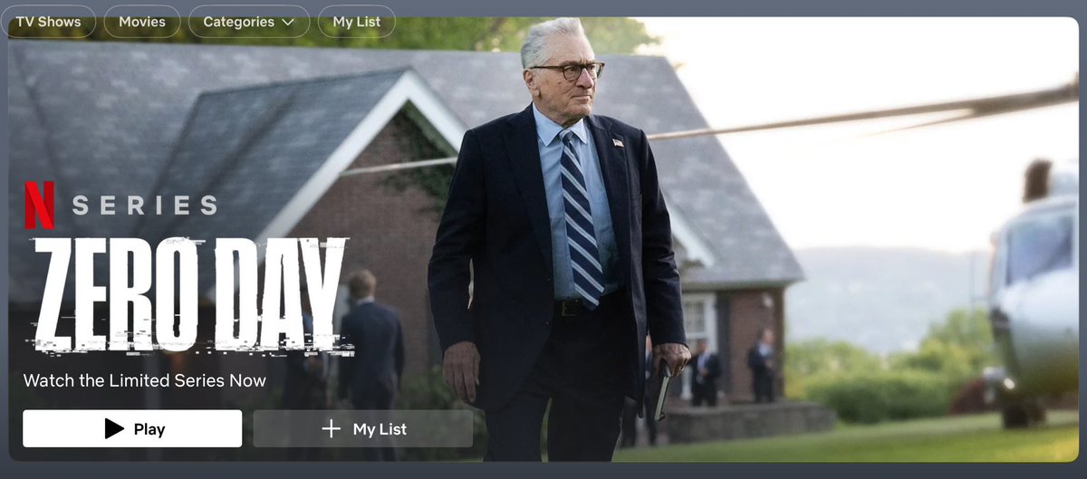 Bahahaha…..if I would consider anyone as a big fat ZERO it would be hateful, bloviating, lying, pedophile DEMON puppet Robert DeNiro. And here he is in Netflix’s new limited series Zero Day. Hard fucking pass.