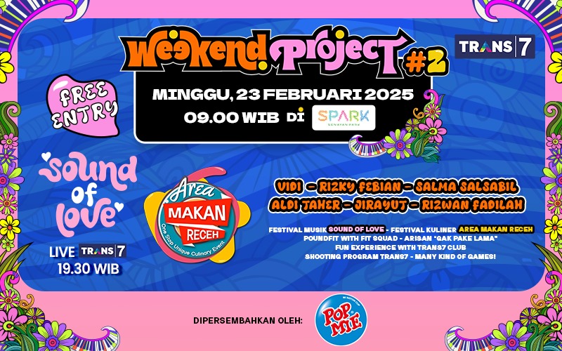 TRANS7's tweet image. Laper mendadak di tengah keramaian #WeekendProjectTRANS7 &amp;amp; #SoundOfLoveTRANS7 Langsung seruput Pop Mie rasa Indomie Goreng, no ribet! 🍜

Kapan sih event-nya?
🗓️23 Februari 2025
📍Senayan Park, Jakarta
🕙 LIVE DI TRANS7, 19:30 WIB
[FREE ENTRY]

@ngePopMie #T7