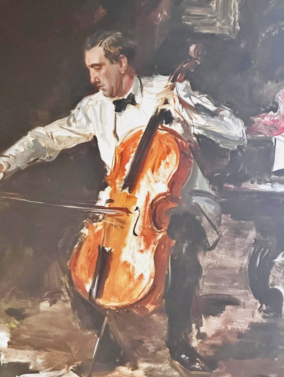 Good morning. A wonderful portrait of the great cellist Gregor Piatigorsky painted by Wayman Adams. #music #cellists