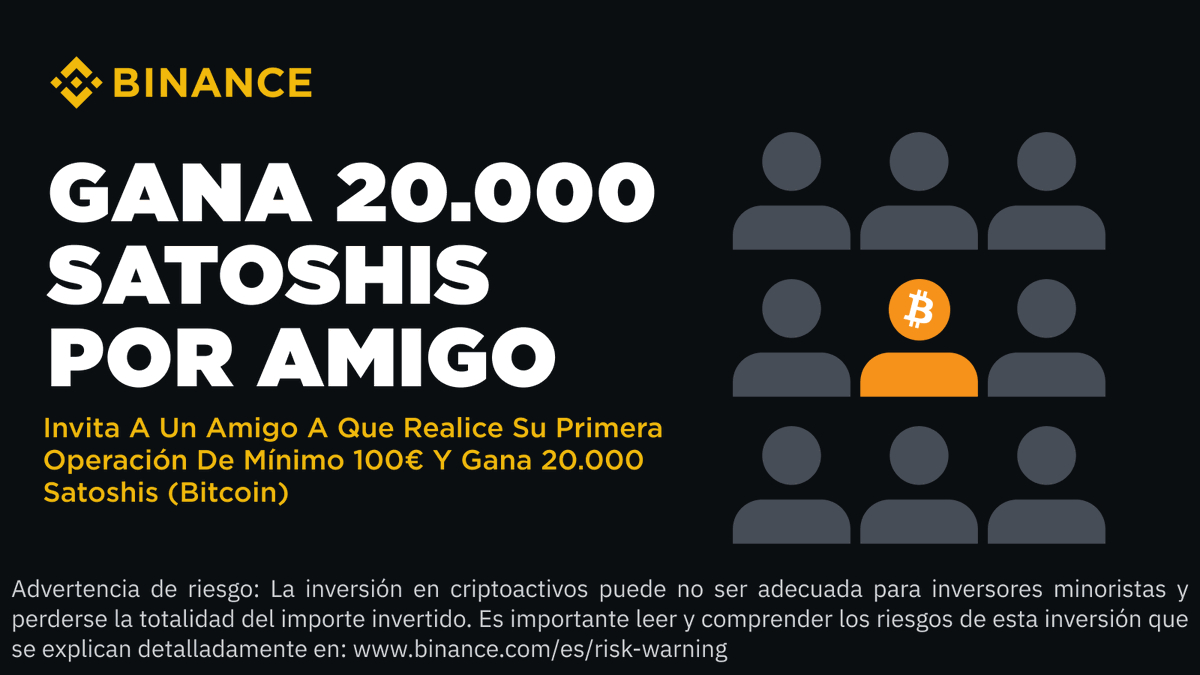 1 amigo = 20.000 Satoshis ¡Bitcoin gratis! Toda la info aquí:  https://t.co/tk1hSIxGmj
