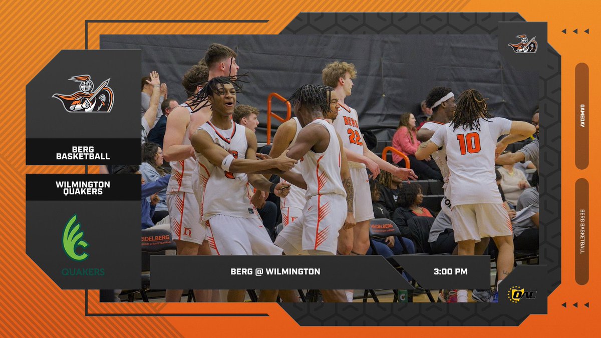 The regular season ends today with a trip to Wilmington! 

⏰ 3:00 PM
📍Wilmington College
📺 boxcast.tv/view/mens-bask…

#BergGang⚔️🏀