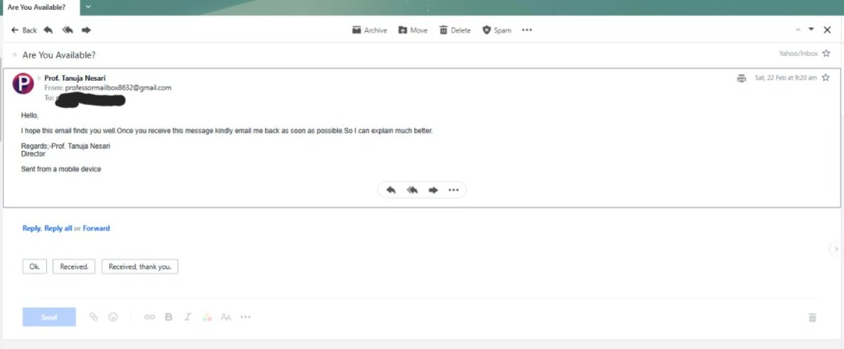Urgent Notice-

Someone has fraudulently created an email "professormailbox8632@gmail.com" using my name &amp; is contacting my contacts, demanding money or confidential info.
Please treat emails from this or similar addresses as spam &amp; report or block the sender.
Thank you
