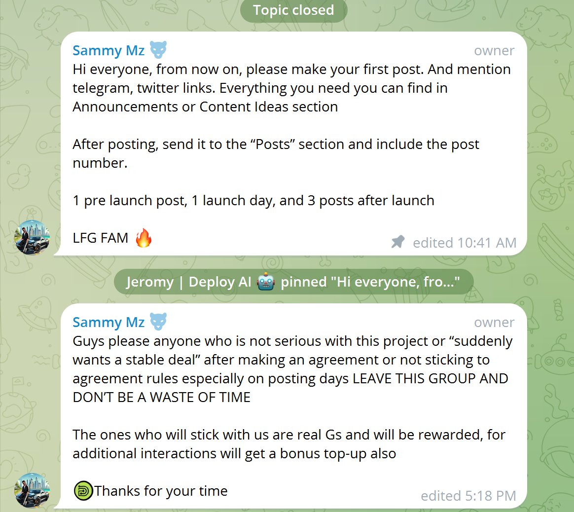 addyTracker's tweet image. 🚨 SCAM ALERT! Exposing the @DeployAI_ Cabal scam.

Don&apos;t touch #DeployAI. HUGE FARM with huge #cabal team owning all the supply. Don&apos;t buy it unless you want to get rugged.

No matter what they will tell you stay the f**k away from this #launch. This farm will be massive. Don&apos;t…