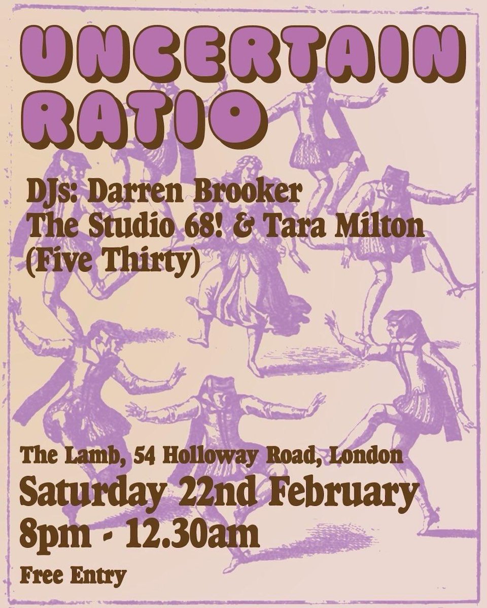 Busy day today for us.  Arsenal play this afternoon and then we'll be neatly segueing  into this.  DJ sets from <a href="/TheStudio68/">The Studio 68!</a>  (expect a Jam tune or 2)  and the legendary Tara Milton from 90s North London  band  Five Thirty.
