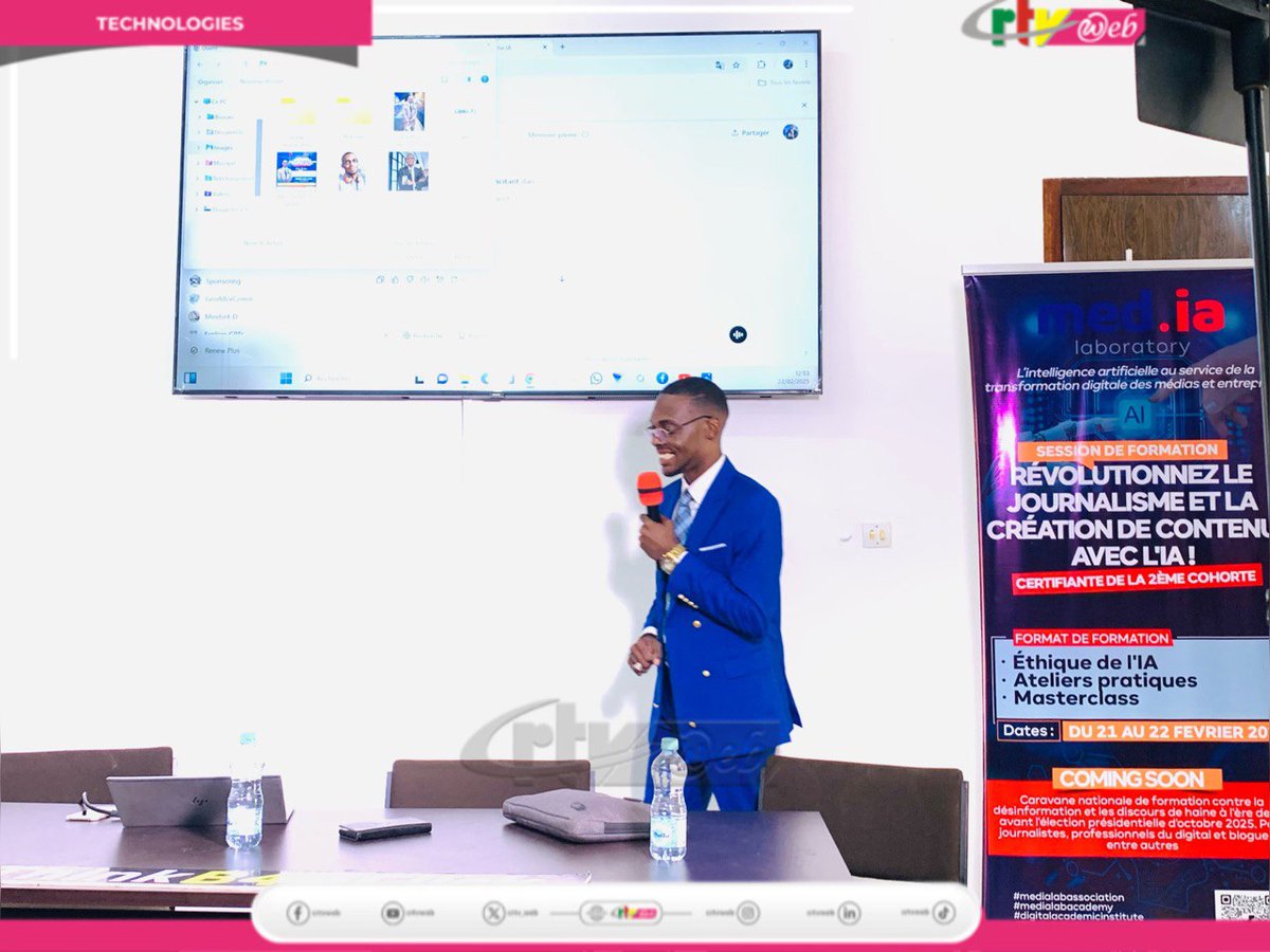 CRTV_web's tweet photo. Clôture ce 22/02 de l’initiation à l’usage de l'#IA à Yaoundé. La formation de 2 jours a permis aux journalistes et créateurs de contenus d’acquérir des compétences pour une meilleure utilisation de l’IA dans le respect de l’éthique et la déontologie.
#thinkIA
#medialabacademy https://t.co/y6VTSGByOW