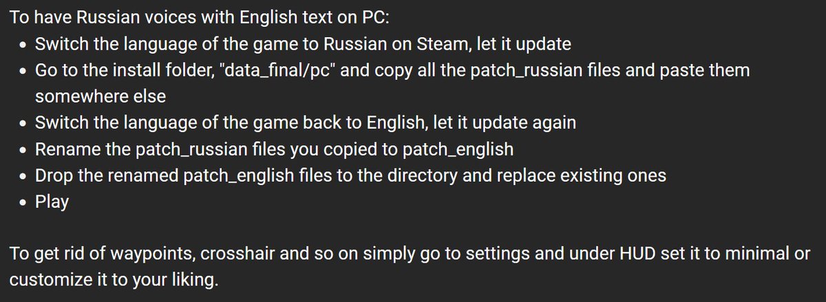 Graslu00's tweet image. Here's how to play it and how to get the Russian voices in the game:

Also please remember to read the disclaimer!