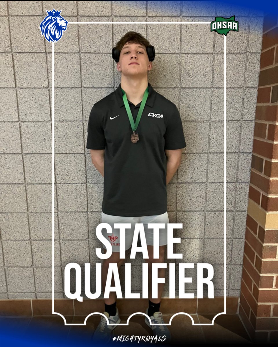 STATE QUALIFIER! Freshman Paul Tepley (190) finished 3rd at the District Tournament and earned a trip to the State Tournament #CVCA #MightyRoyals