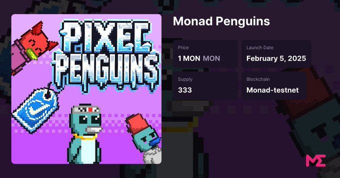 🚨 Pixel Penguins Testnet Drop on <a href="/MagicEden/">Magic Eden 🪄</a> – 333 NFTs on <a href="/monad_xyz/">Monad</a> ! 🐧❄️

The coldest waddle in Web3 is expanding! We’re dropping 333 exclusive Pixel Penguins on Monad Testnet—and holding one means guaranteed WL for our main collection! 🚀🔥

Don’t miss this early