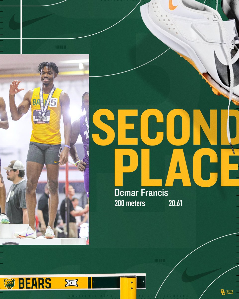 Demar Francis is your men's 200 silver medalist!

#SicEm 🐻