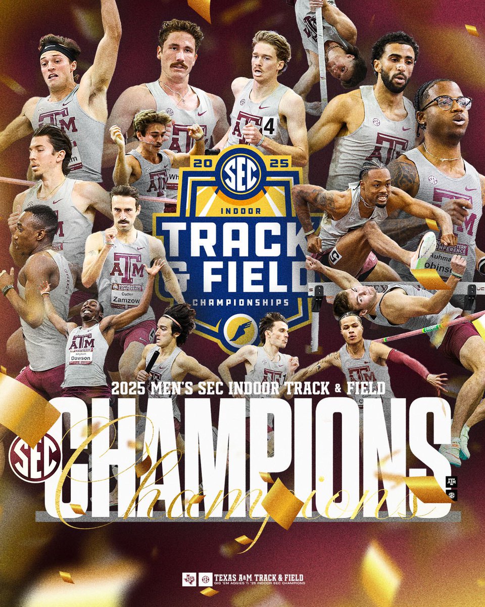 THE AGGIE MEN ARE SEC INDOOR CHAMPIONS ‼️🏆

#GigEm // #AggieTF