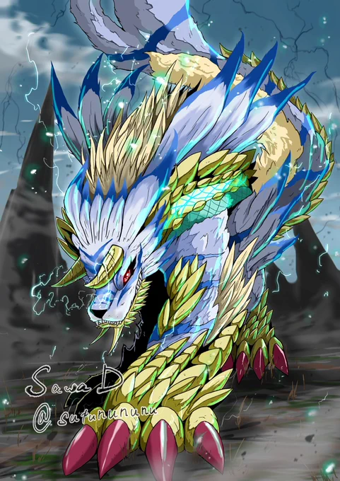 再掲 ジンオウガルルモン&amp;レウスグレイモン #Digimon #デジモン